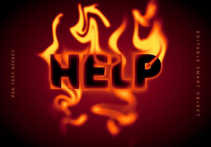 PSD mockup dell'effetto testo flame