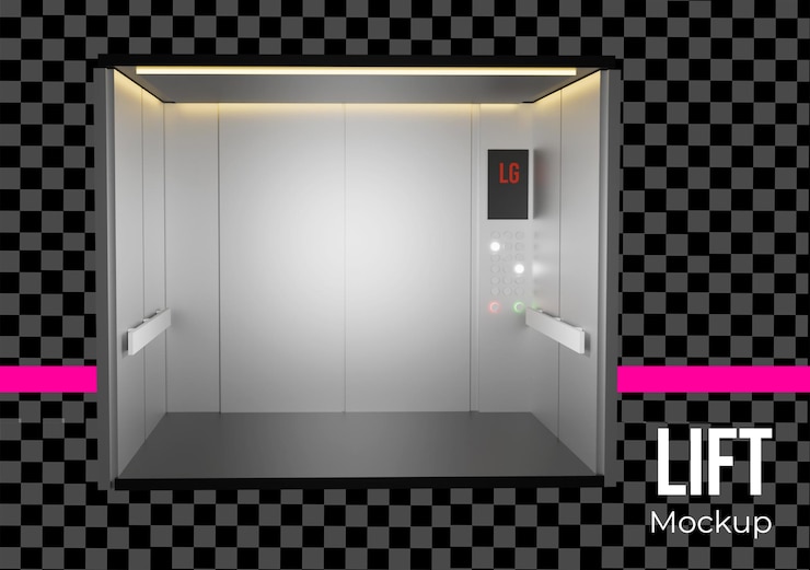 PSD mockup dell'interno dell'ascensore