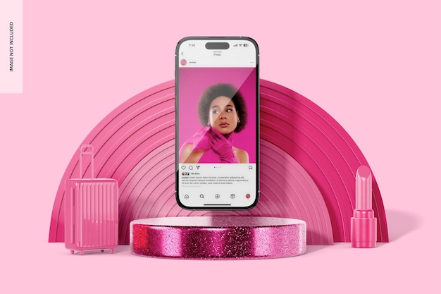 Mockup dell'iPhone 14 Pro della festa rosa
