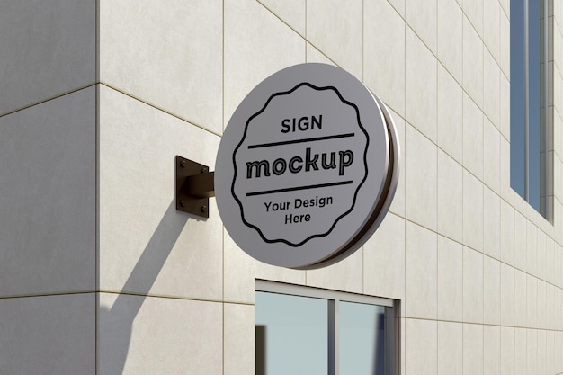 Mockup della facciata della tavola di segnaletica a parete