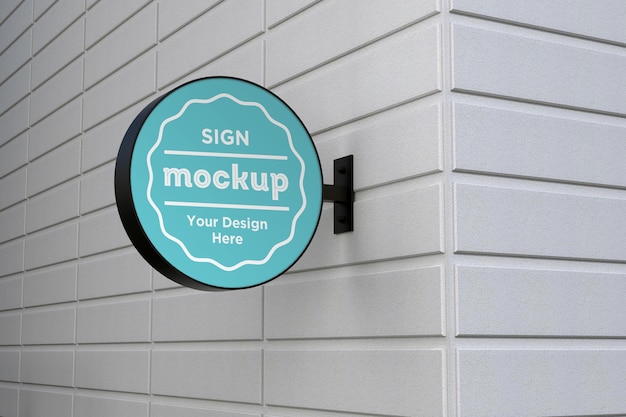 Mockup della facciata della tavola di segnaletica a parete
