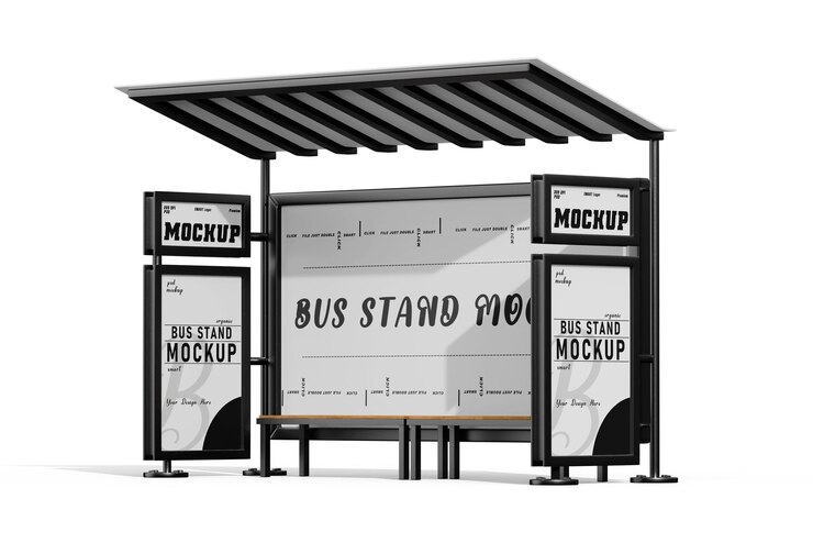 Mockup della fermata dell'autobus con sfondo modificabile