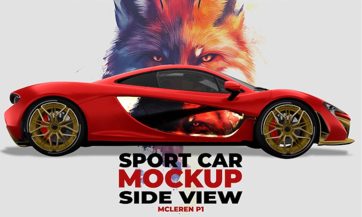 PSD mockup della mclaren p1 vista laterale