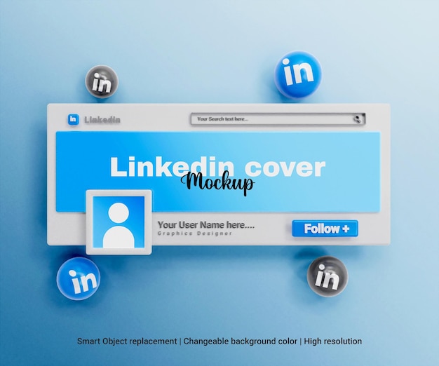 Mockup della pagina di copertina di Linkedin o mockup del post di copertina di Linkedin 3d
