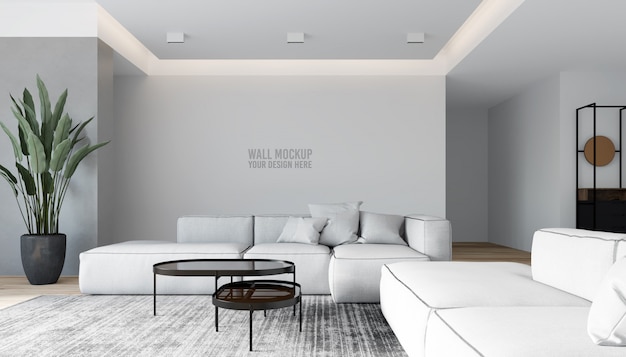 Mockup della parete dell'interno del soggiorno