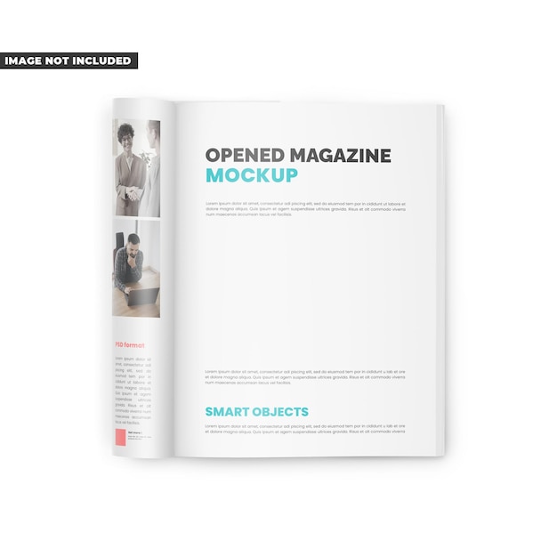 Mockup della rivista aperta