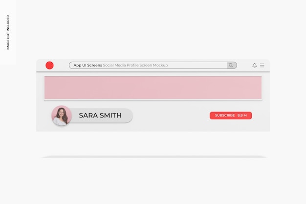 Mockup della schermata del profilo dei social media, vista frontale