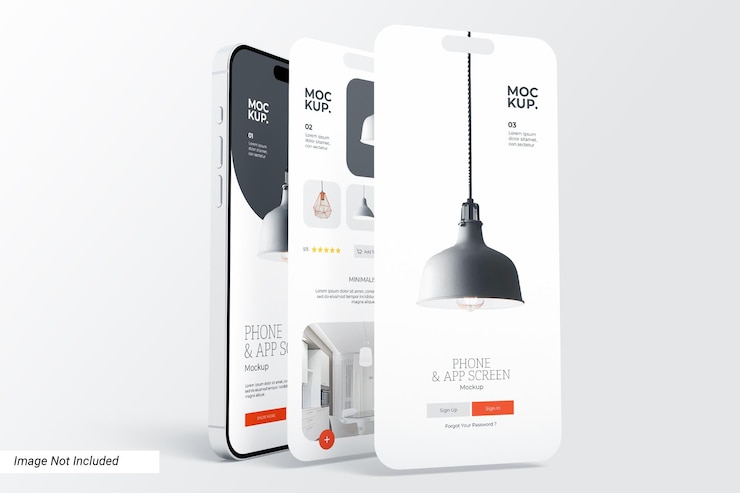 PSD mockup della schermata del telefono e dell'app