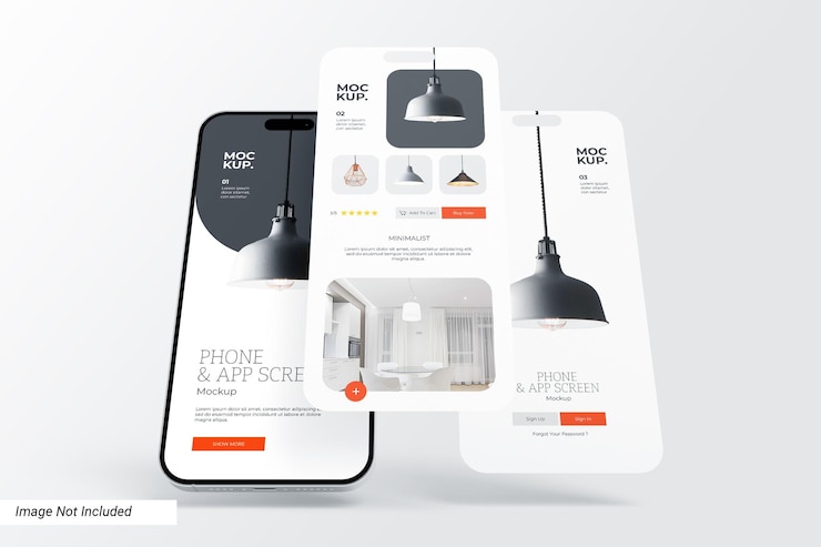 PSD mockup della schermata del telefono e dell'app