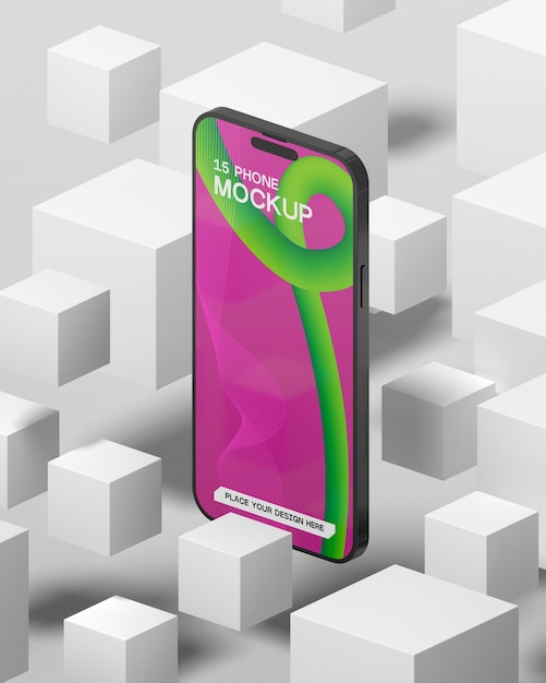 Mockup della schermata del telefono vista dall'alto