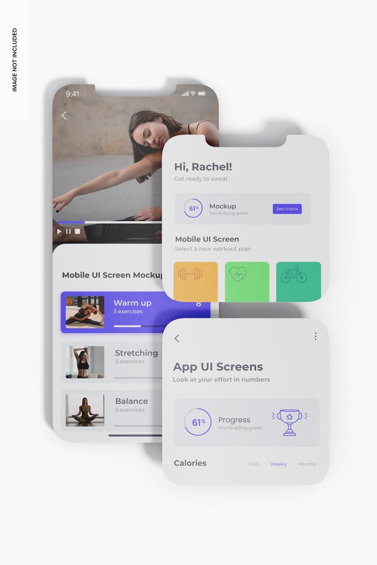 PSD mockup della schermata dell'interfaccia utente mobile, vista superiore