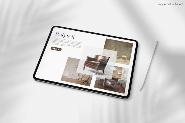 Mockup dello schermo del tablet prospettico