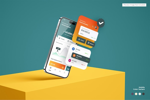 Mockup dello schermo del telefono dell'app