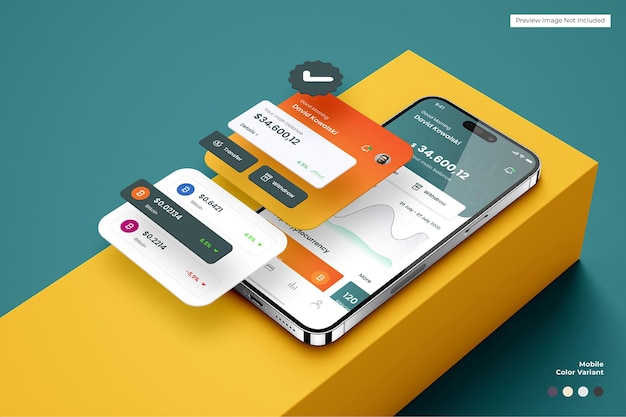 Mockup dello schermo del telefono dell'app
