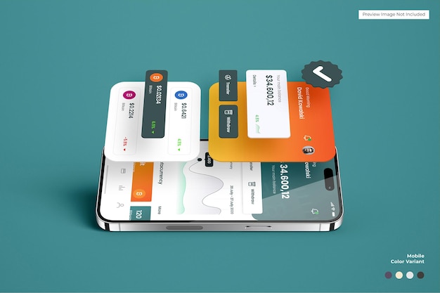 Mockup dello schermo del telefono dell'app