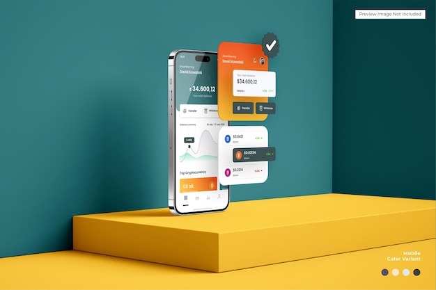 Mockup dello schermo del telefono dell'app