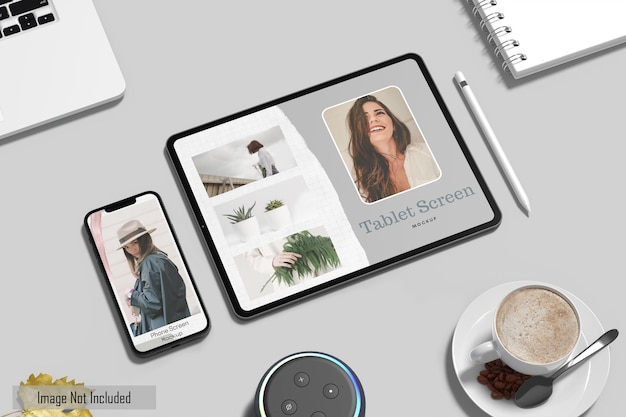 mockup dello schermo del telefono e del tablet