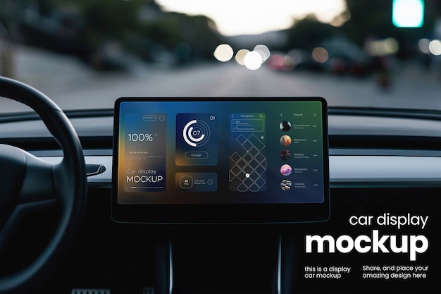 Mockup dello schermo dell'auto in primo piano