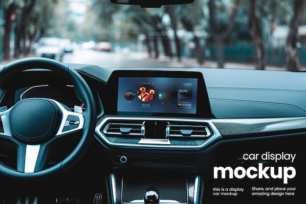 Mockup dello schermo dell'auto in primo piano