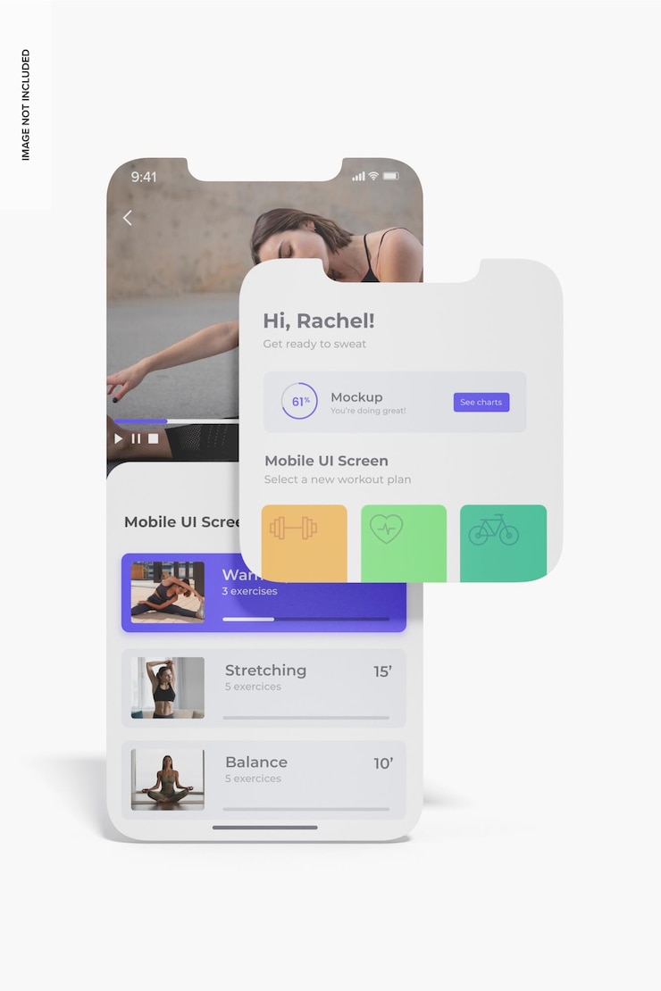 PSD mockup dello schermo dell'interfaccia utente mobile, vista frontale