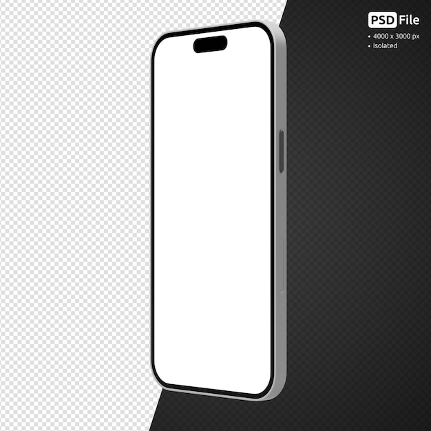 Mockup dello schermo dello smartphone isolato su sfondo trasparente