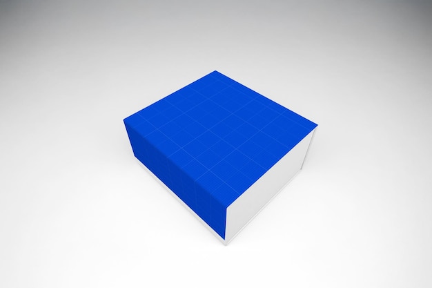 Mockup der blauen und weißen Schachtel