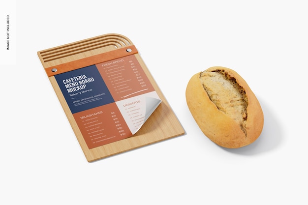 Mockup der Cafeteria-Menütafel, linke Ansicht