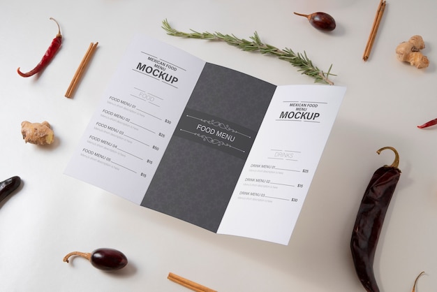 Mockup der mexikanischen speisekarte