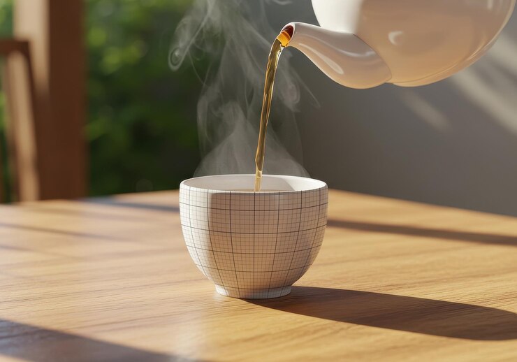 PSD mockup der teetasse, die gefüllt wird