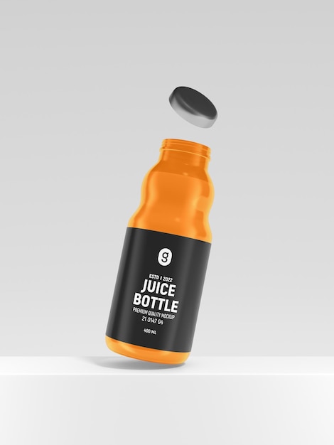 Mockup der verpackung einer glänzenden saftflasche