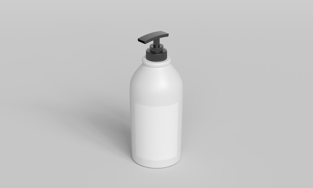Mockup der weißen Flasche mit leerem Etikett für das 3D-Rendering des Kopierraums