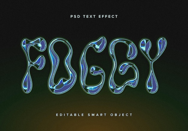 Mockup des blauen und grünen Chrome-Text-Effekts