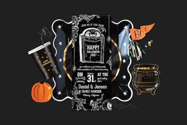 PSD mockup des klassischen halloween-menüs