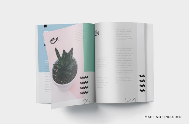 Mockup des magazins aus dem oberen winkel