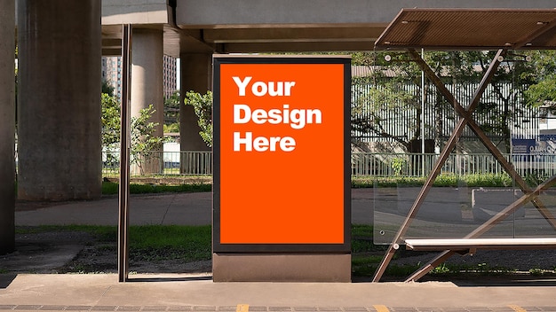 Mockup des Outdoor-Designs der Bushaltestelle PSD bearbeitbar