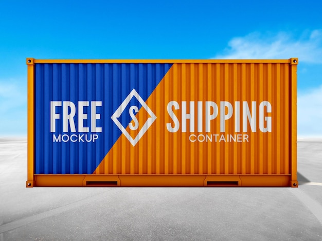 Mockup des PSD-Logos auf einem Frachtcontainer