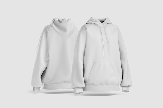 Mockup des weißen Hoodie - Front- und Rücksicht