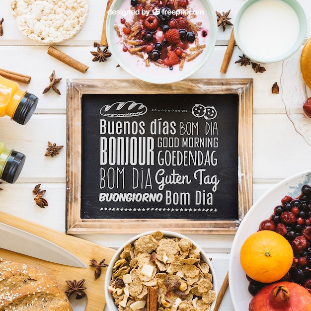 PSD mockup de desayuno