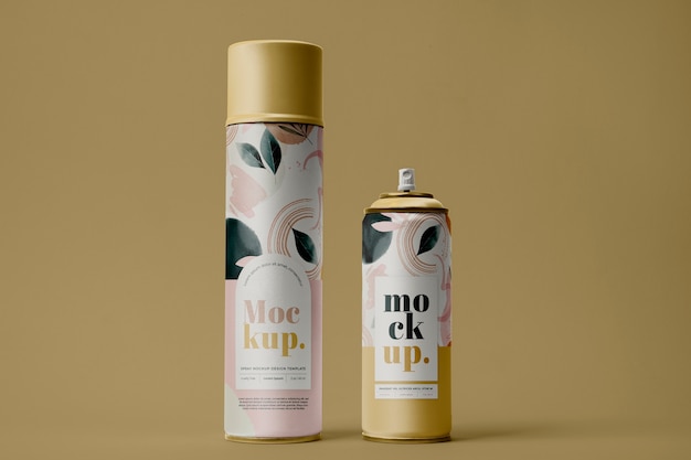 Mockup-design für aerosolflaschen