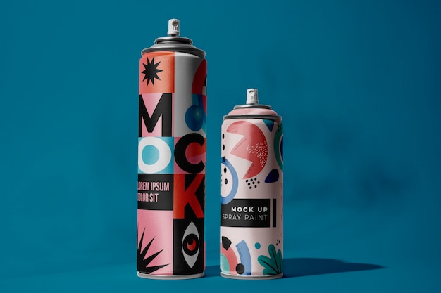 PSD mockup-design für aerosolflaschen