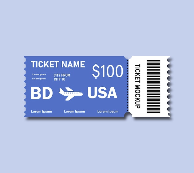 Mockup-Design für blaues Ticket