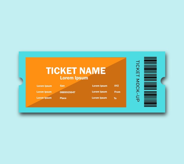 Mockup-Design für blaues Ticket