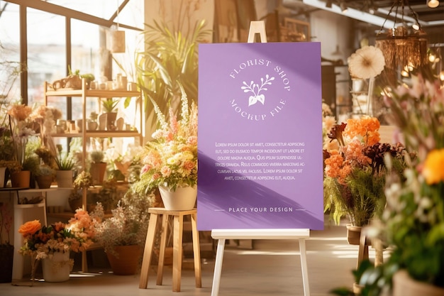 PSD mockup-design für blumenmarktzeichen