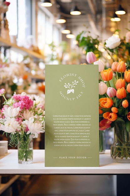 PSD mockup-design für blumenmarktzeichen