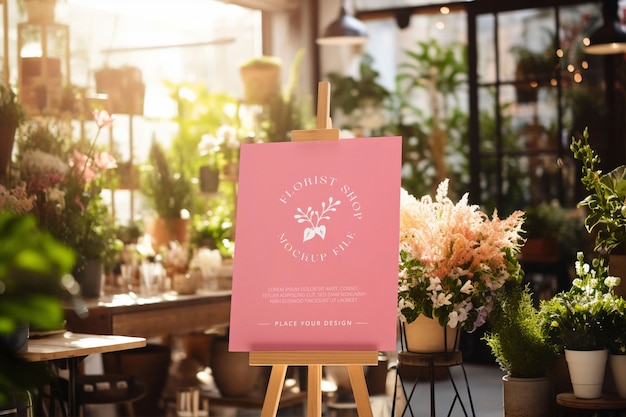 PSD mockup-design für blumenmarktzeichen