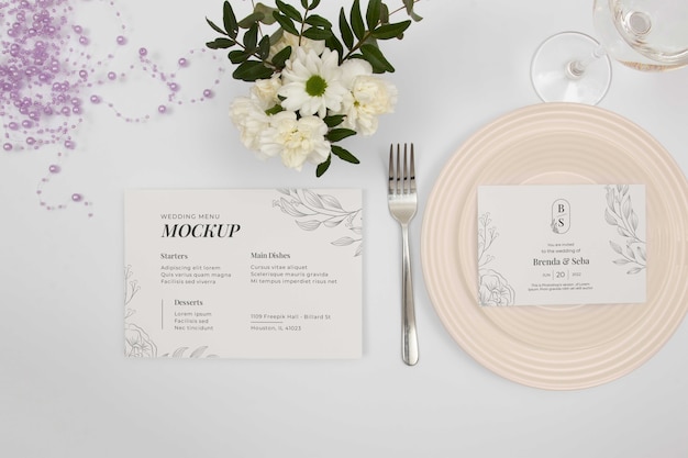 PSD mockup-design für das hochzeitsmenü