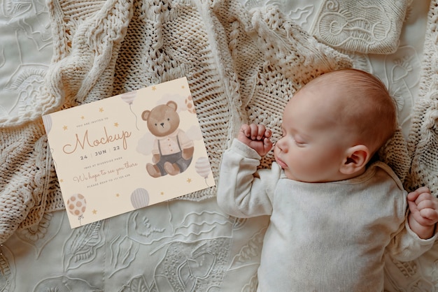 Mockup-Design für den Feierrahmen des Babys
