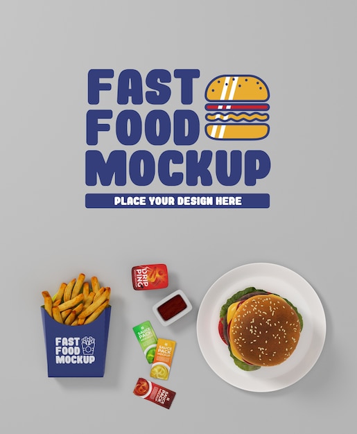 Mockup-design für fast-food-verpackungen