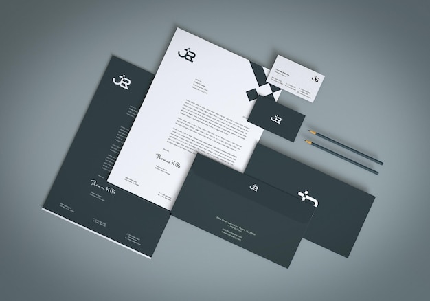 Mockup-Design für Firmenbriefpapiersets