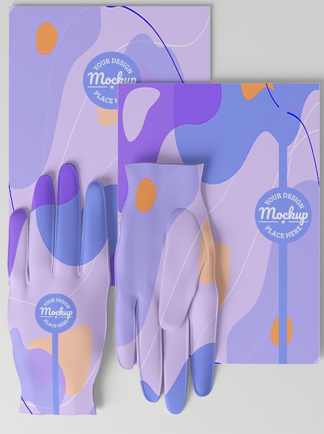 Mockup-design für handschuhverpackungen